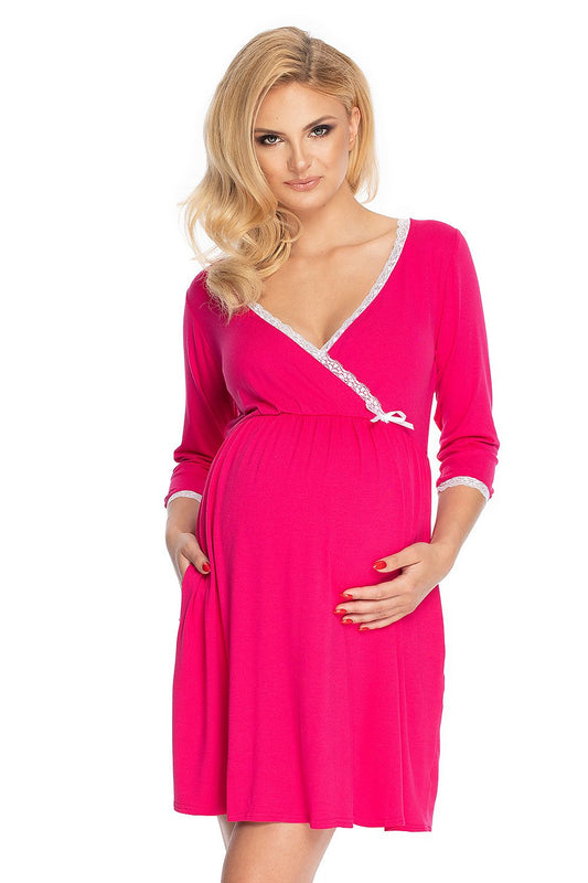  Koszulka nocna Koszula Nocna Ciążowa Model 0178 Fuksja - PeeKaBoo 