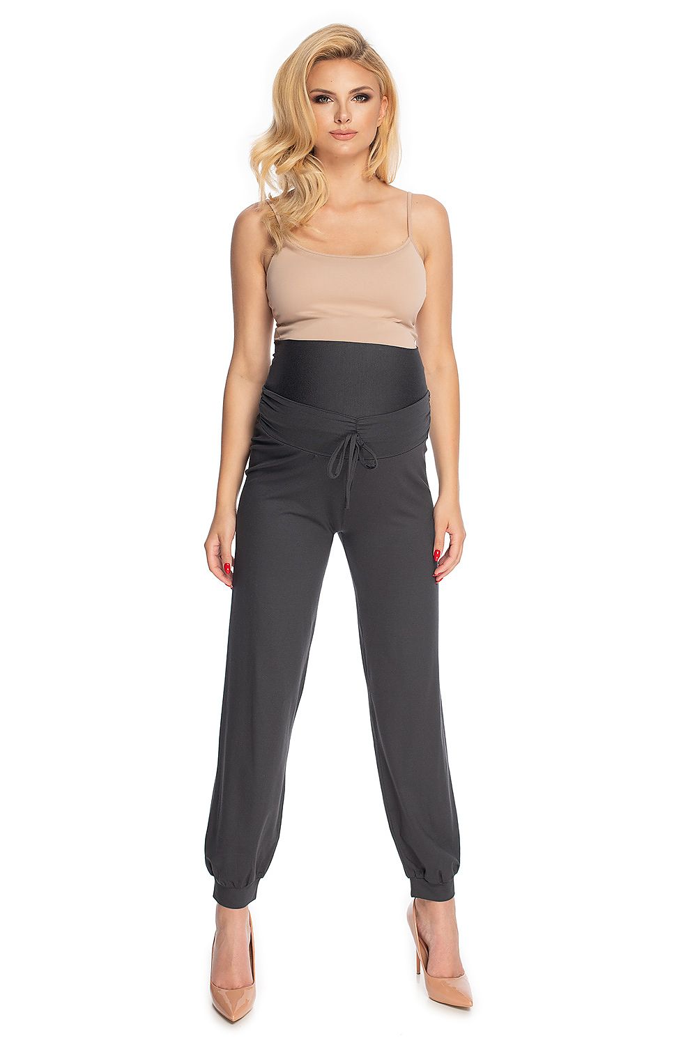   Spodnie Ciążowe Model 0176 Grafit - PeeKaBoo 