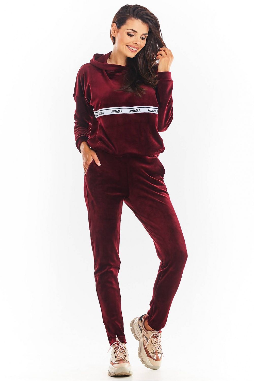   Bluza Damska Model A371 Bordo Welur - awama 