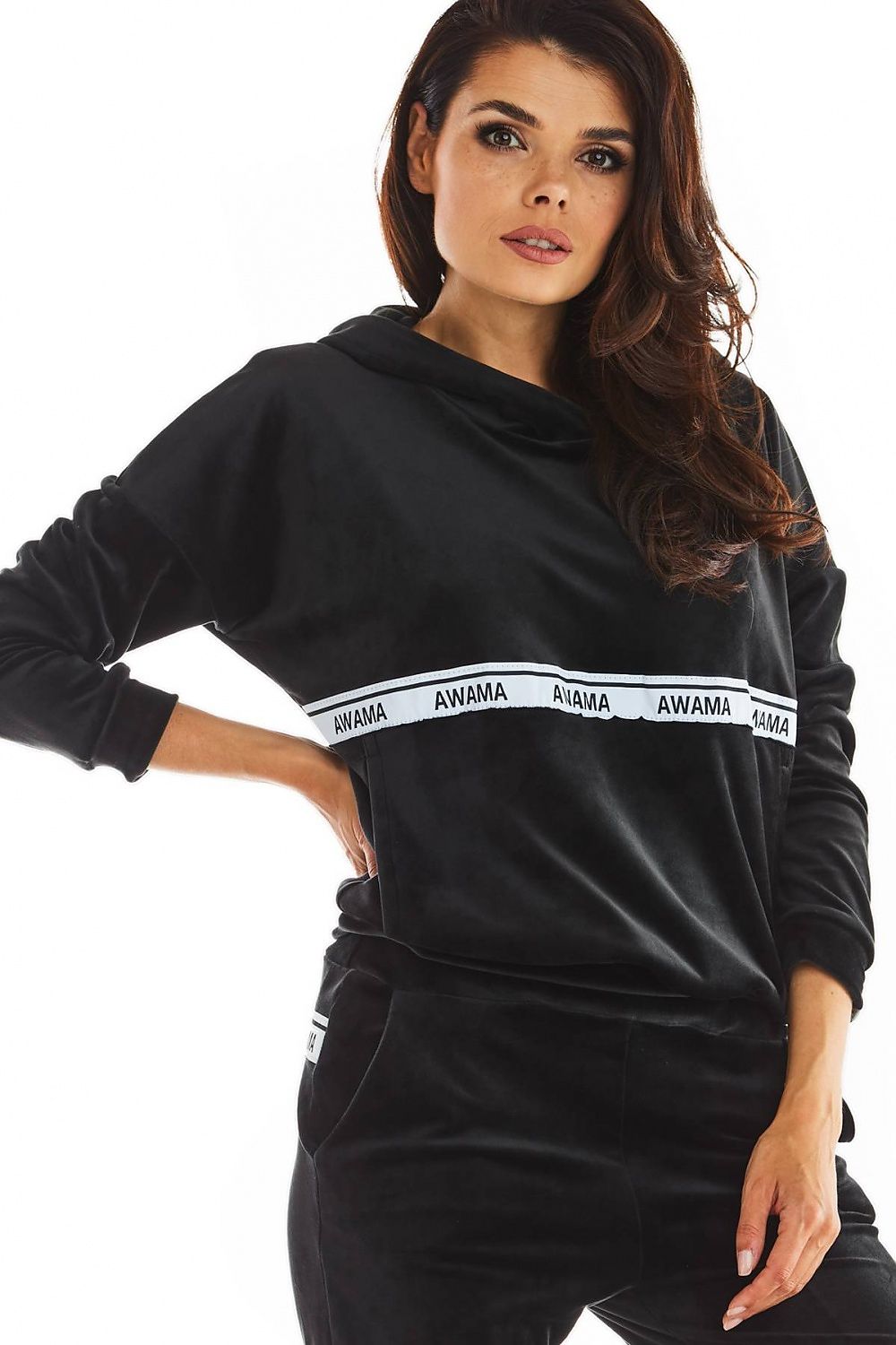   Bluza Damska Model A371 Black Welur - awama 