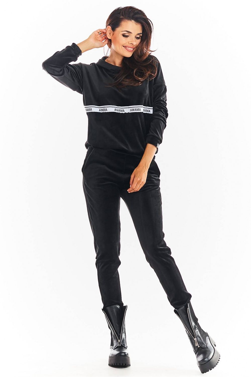   Bluza Damska Model A371 Black Welur - awama 