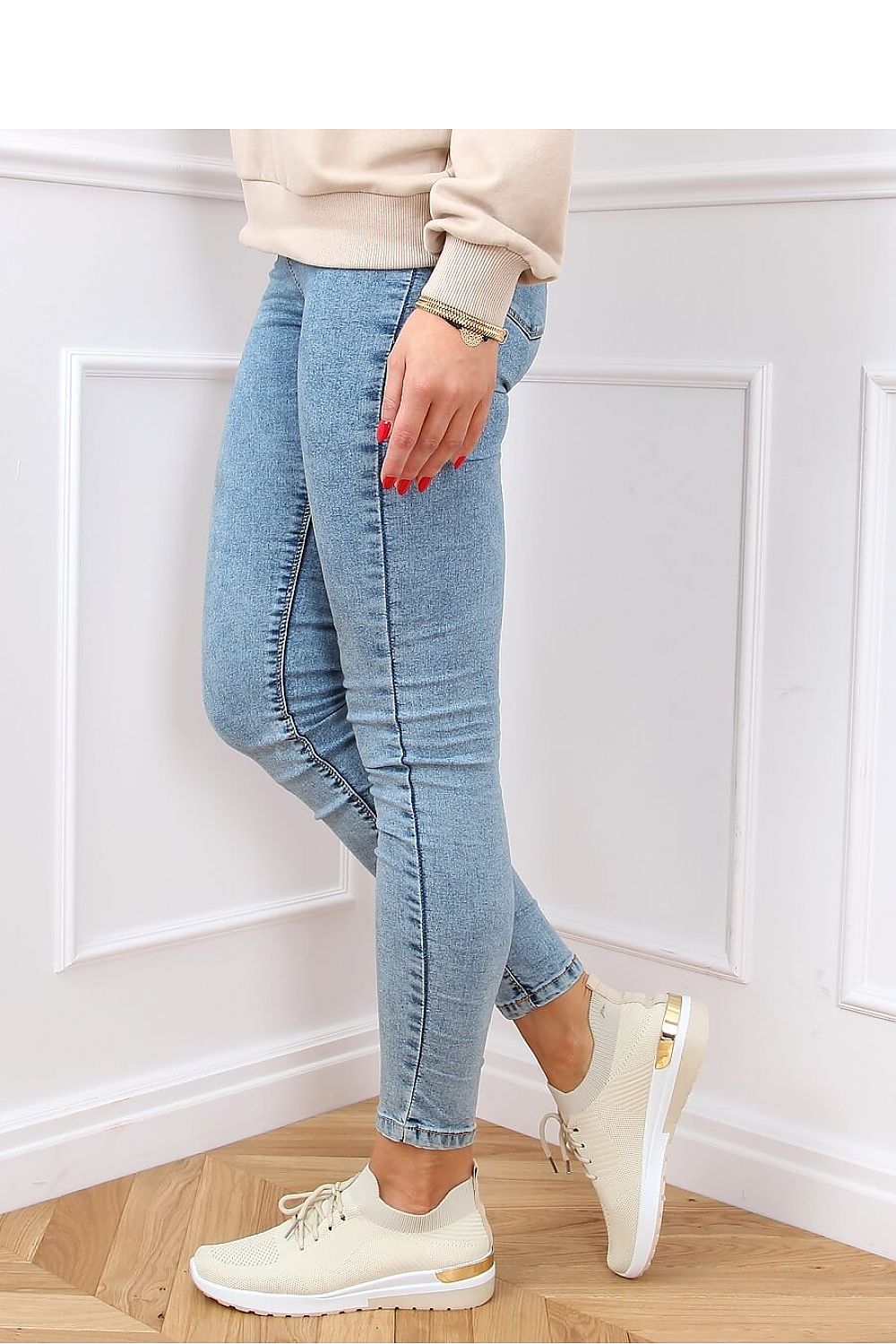   BUTY SPORTOWE SKARPETKOWE BEŻOWE G-363 BEIGE - Inello 