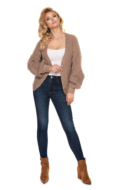  Sweter Kardigan Model 30077 Cappuccino - PeeKaBoo 