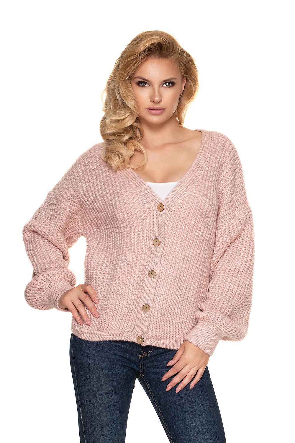 Sweter Kardigan Model 30077 Blady Róż - PeeKaBoo 