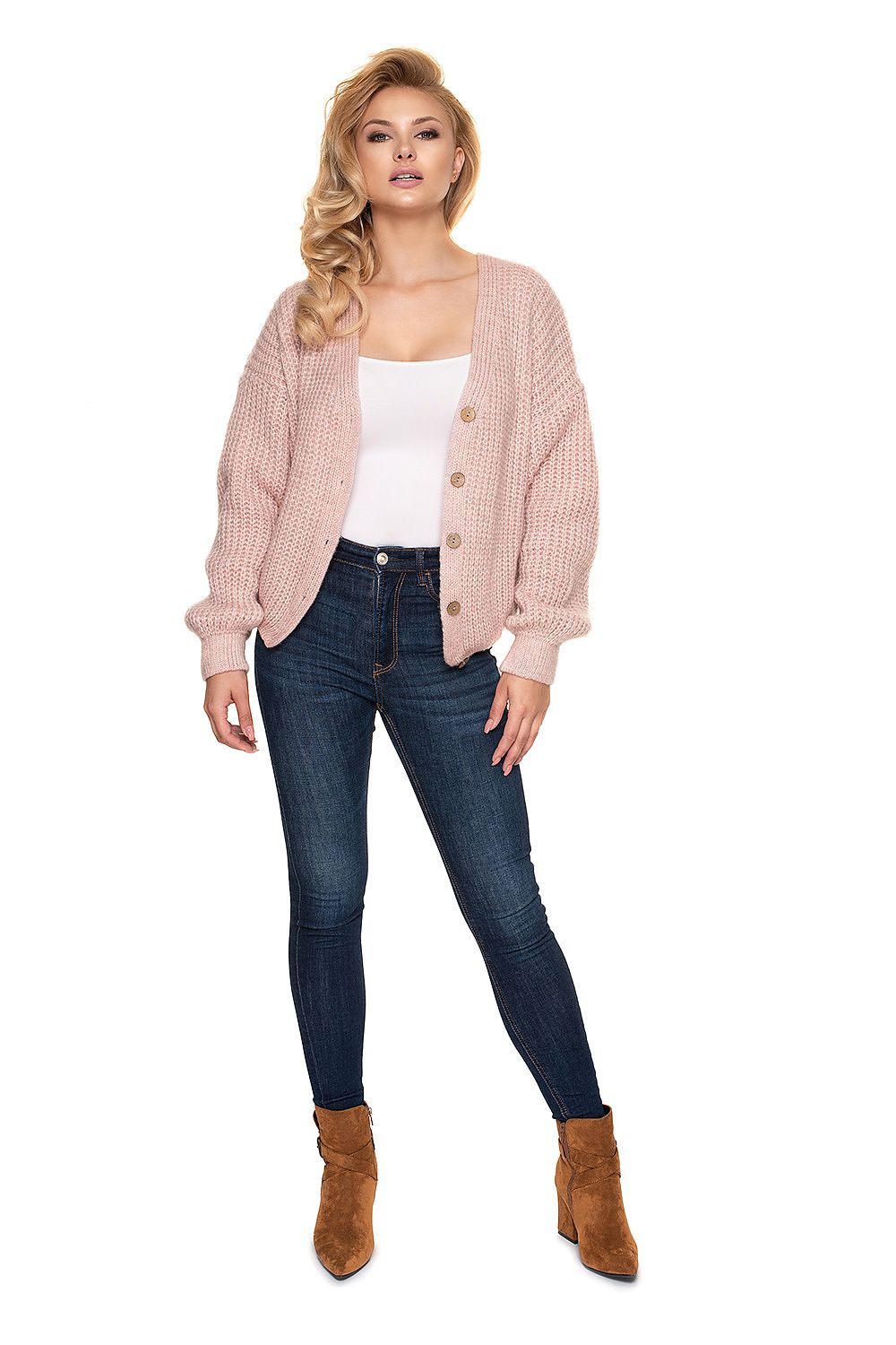  Sweter Kardigan Model 30077 Blady Róż - PeeKaBoo 