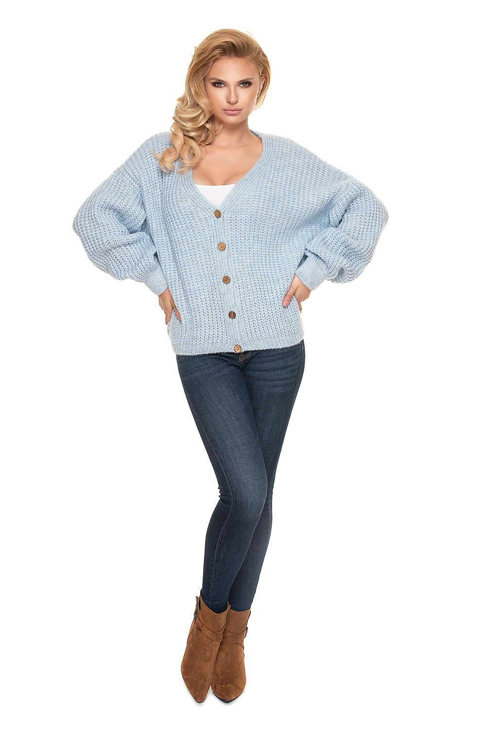  Sweter Kardigan Model 30077 Błękit - PeeKaBoo 