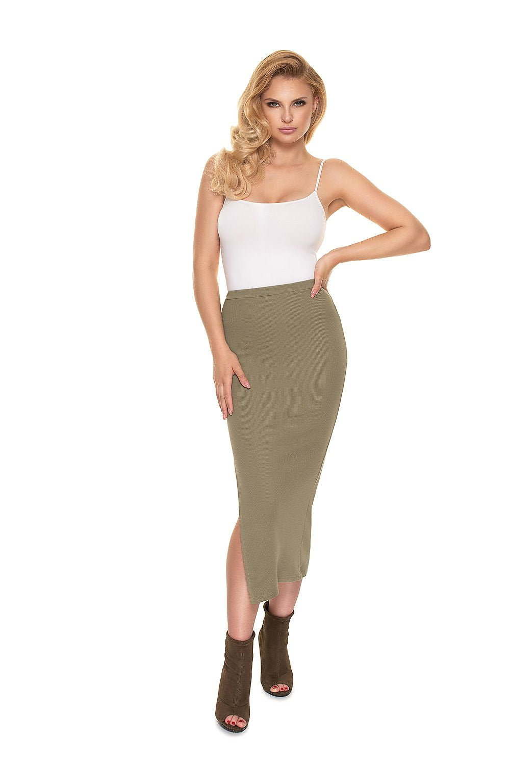  Spódnica Model 1715 Khaki - PeeKaBoo 