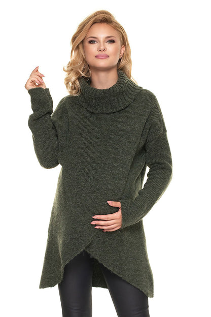   Sweter Ciążowy Model 30078 Khaki - PeeKaBoo 