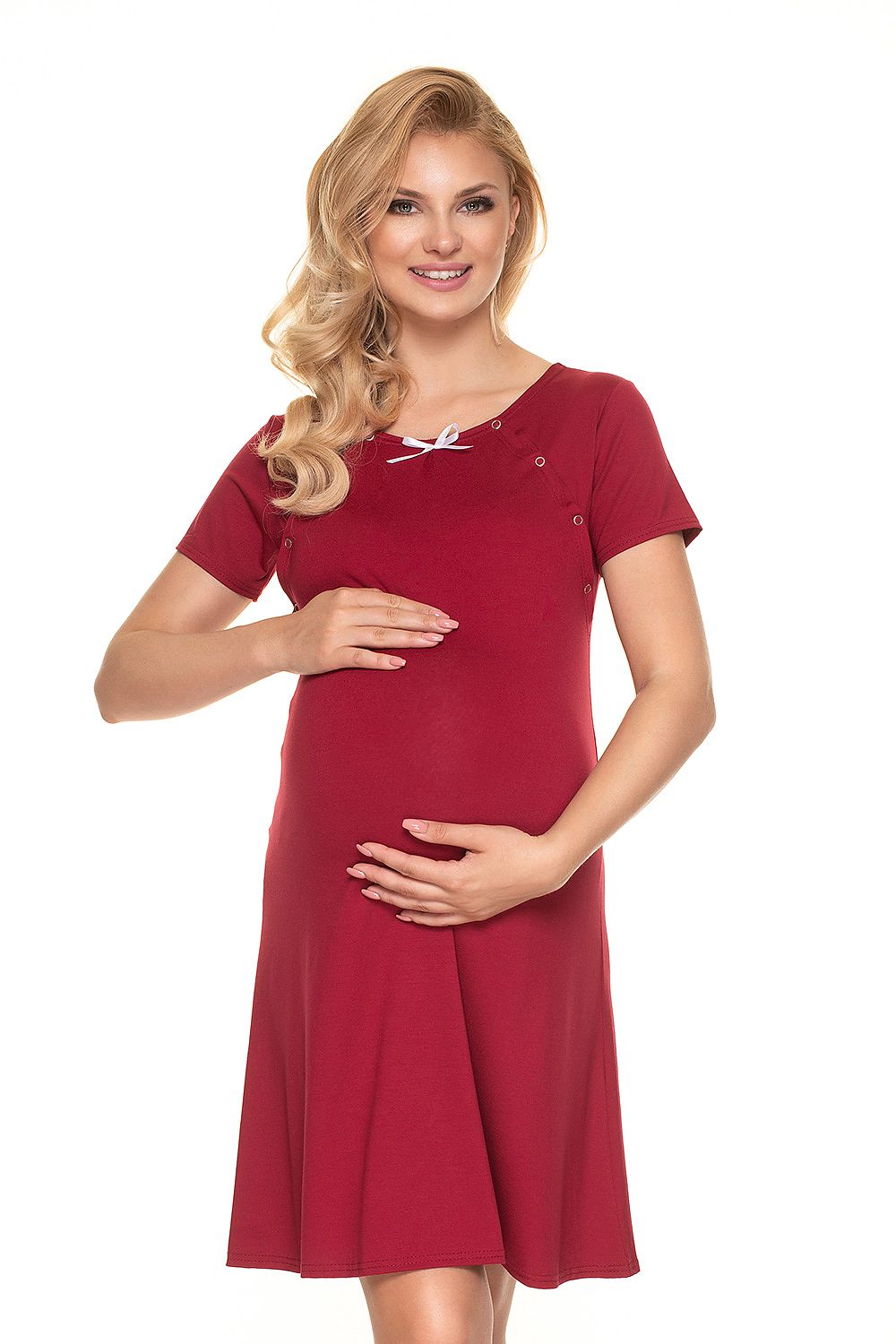  Koszulka nocna Koszula Nocna Ciążowa Model 0198 Bordo - PeeKaBoo 