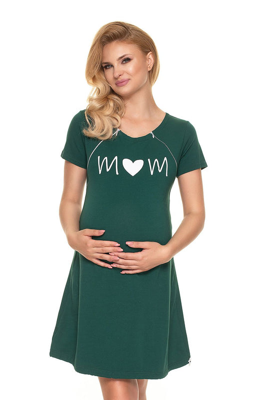  Koszulka nocna Koszula Nocna Ciążowa Model 0190 Green - PeeKaBoo 
