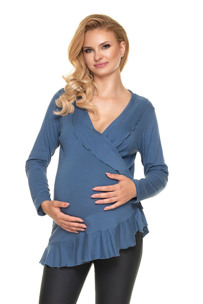   Bluzka Ciążowa Model 0185 Blue - PeeKaBoo 