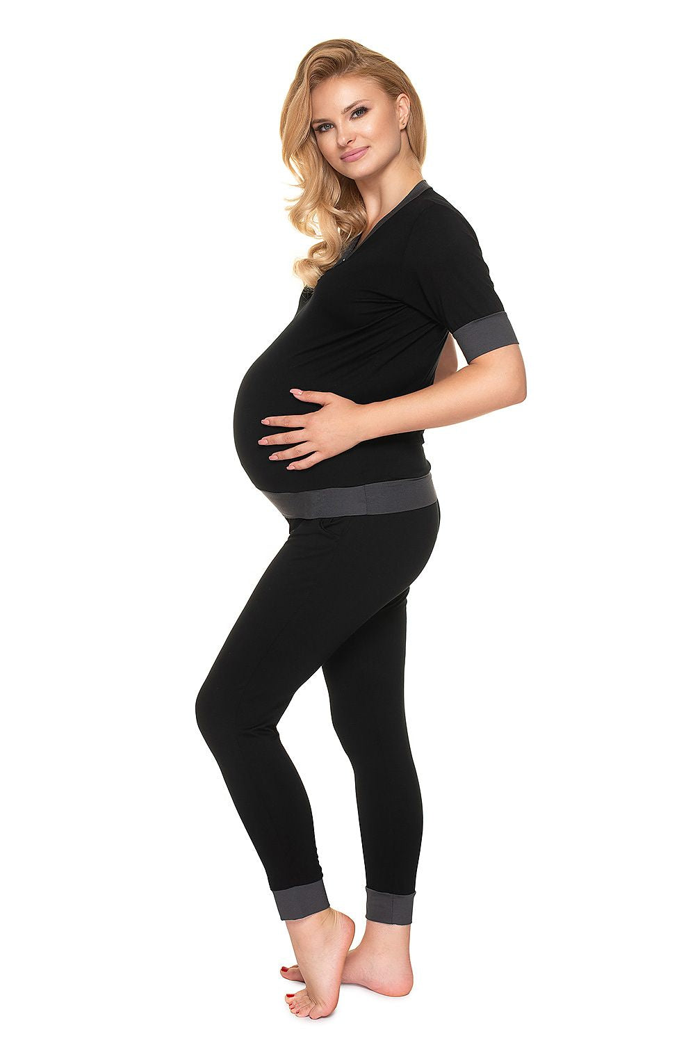  Piżama Ciążowa Model 0184 Black - PeeKaBoo 