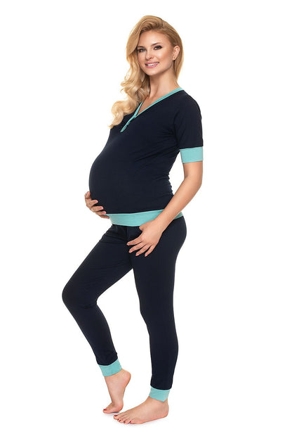  Piżama Ciążowa Model 0184 Navy - PeeKaBoo 