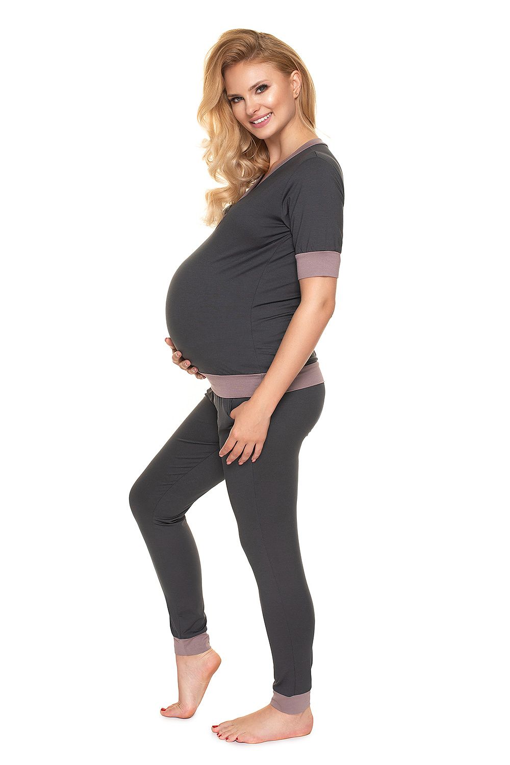  Piżama Ciążowa Model 0184 Grafit - PeeKaBoo 