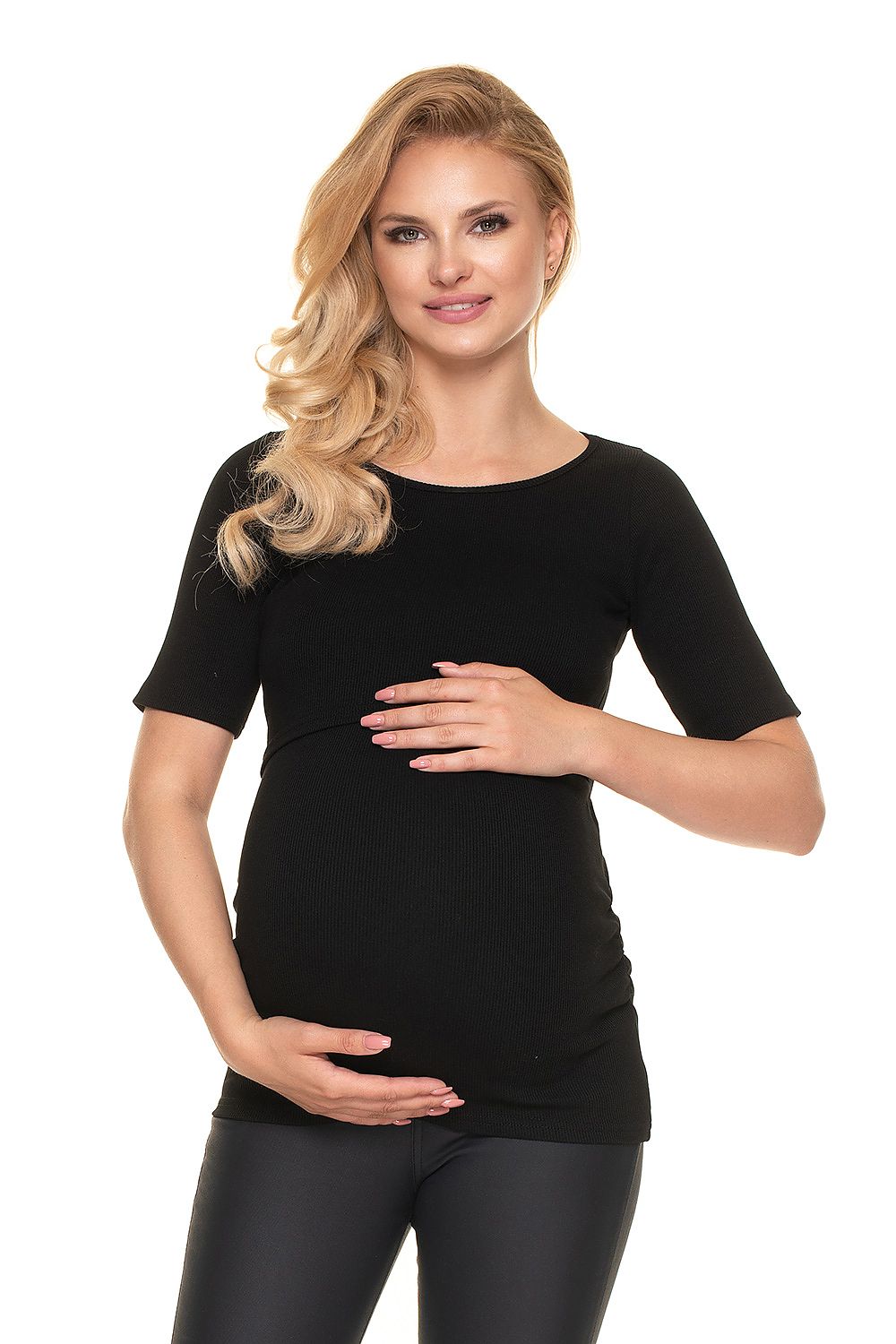   Bluzka Ciążowa Model 1717 Black - PeeKaBoo 