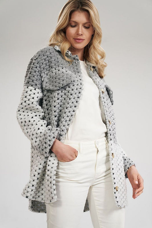   Kurtka Damska Model M857 Grey Pasy - Figl 