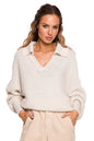  Sweter Damski Model MOE687 Kość słoniowa - Moe 