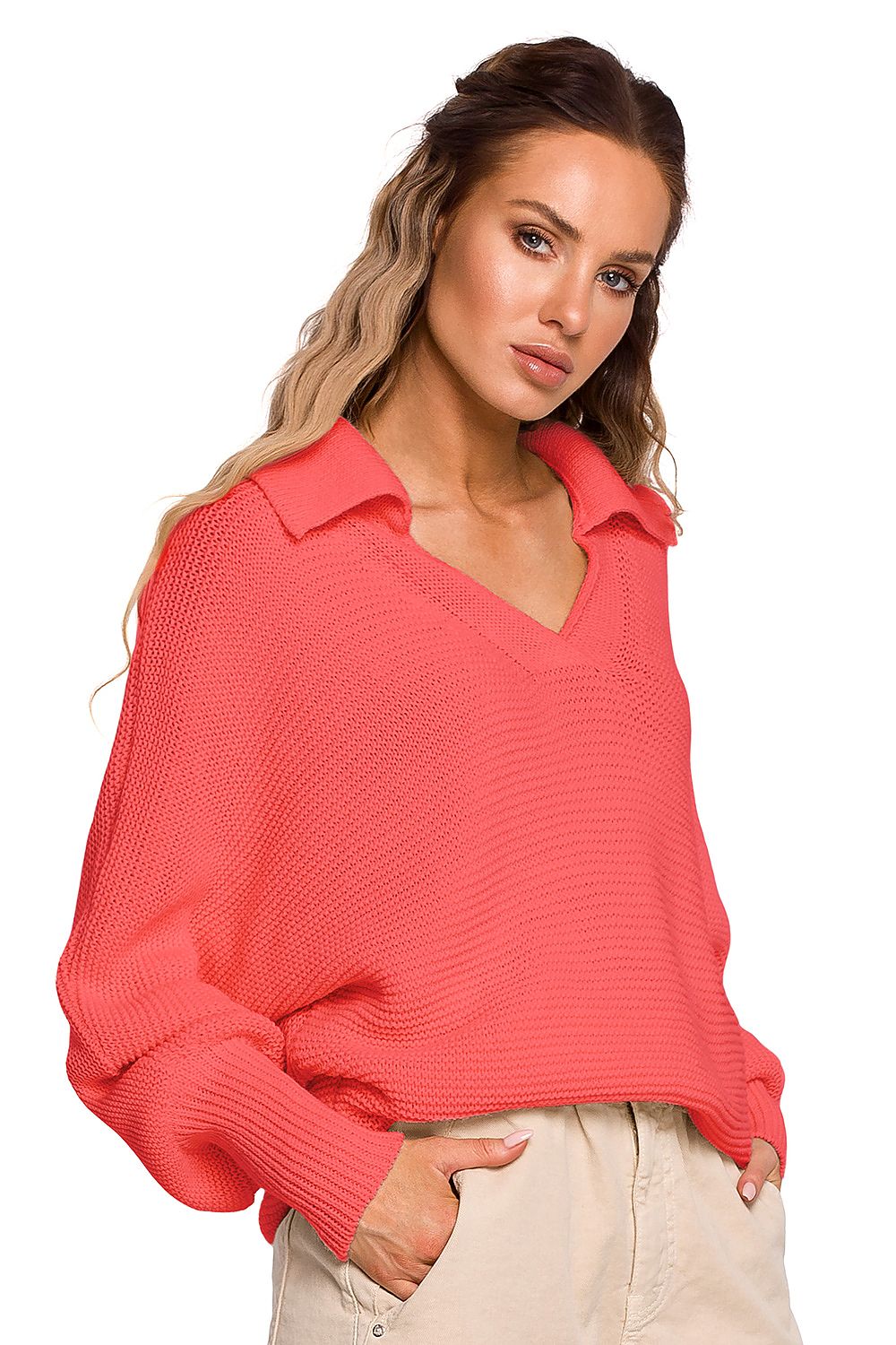   Sweter Damski Model MOE687 Brzoskwinia - Moe 