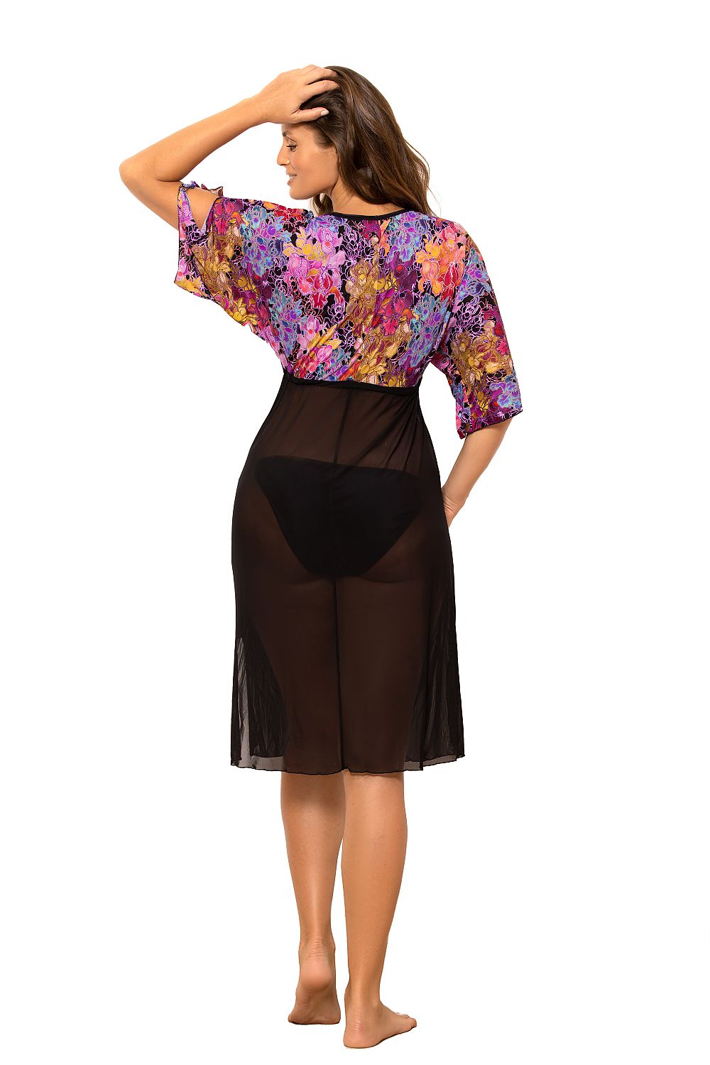  Sukienka Plażow Tunika Model Vivijen M-651 Violet/Black - Marko 