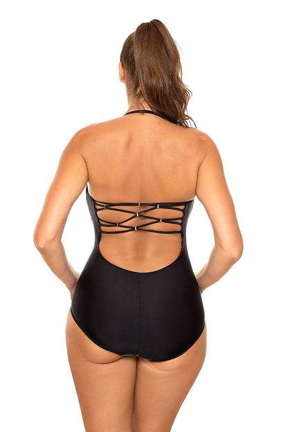  Jednoczęściowy strój kąpielowy Kostium kąpielowy Model Rada M-654 Black/White - Marko 