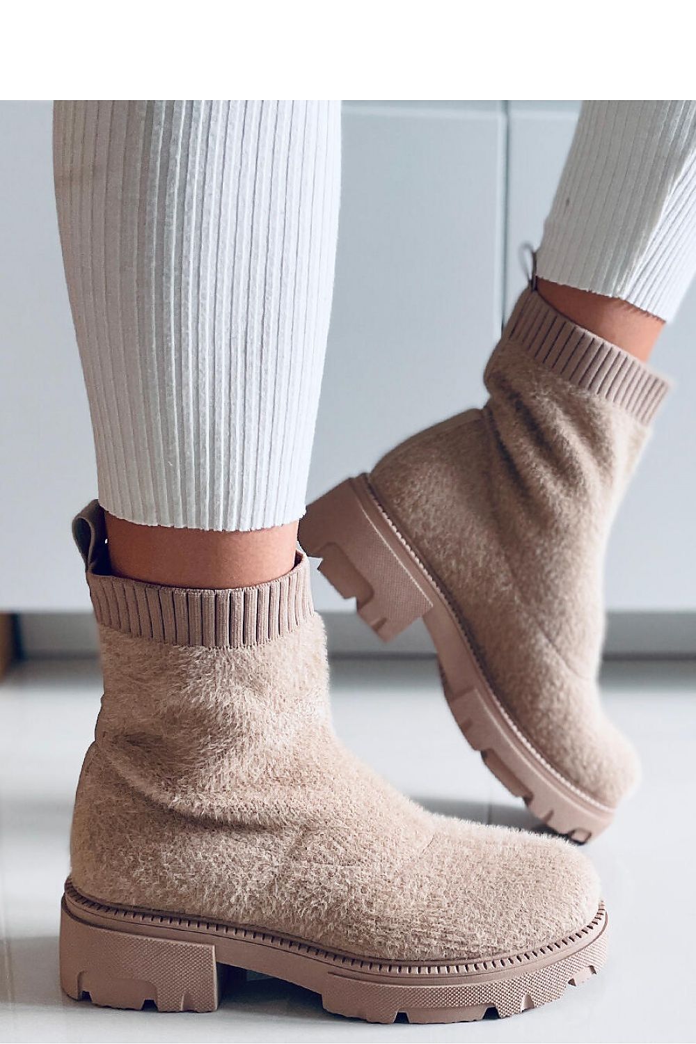   Botki skarpetkowe ROANNA KHAKI - Inello 