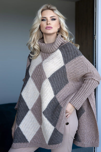   Sweter Damski Model 30088 Cappuccino - PeeKaBoo 