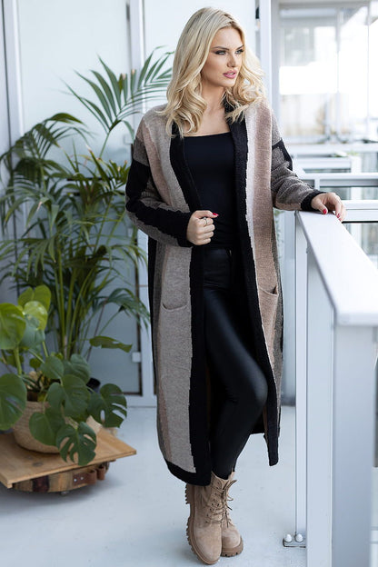  Sweter Kardigan Model 30087 Black/Cappuccino - PeeKaBoo 