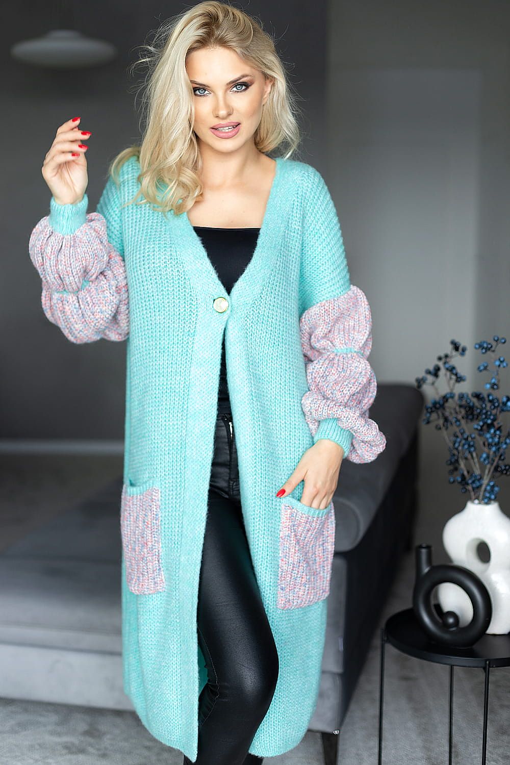  Sweter Kardigan Model 30086 Seledyn - PeeKaBoo 
