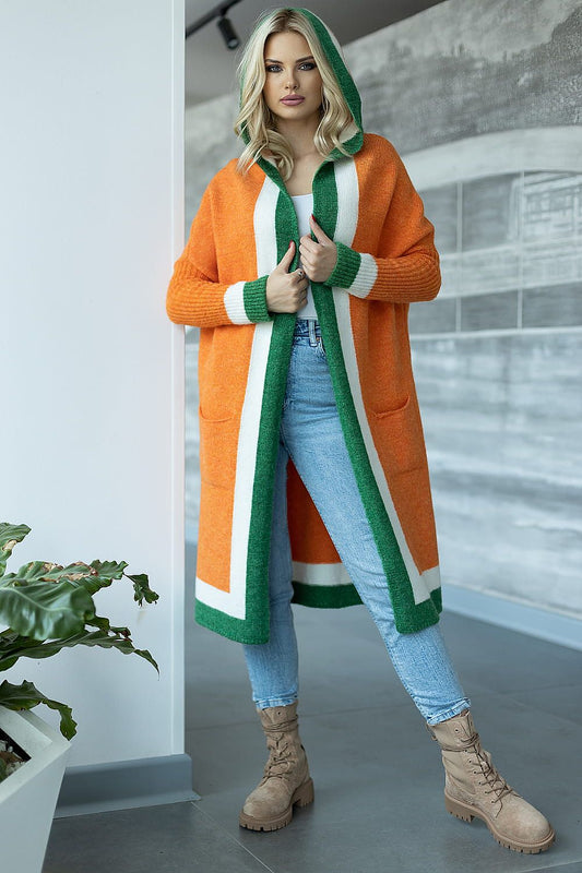  Sweter Kardigan Model 30085 Orange - PeeKaBoo 