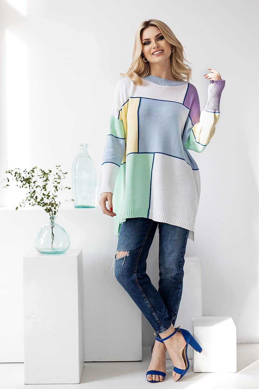   Sweter Damski Model 30089 Błękit - PeeKaBoo 
