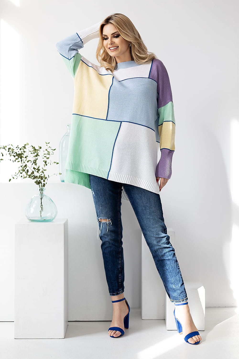   Sweter Damski Model 30089 Błękit - PeeKaBoo 